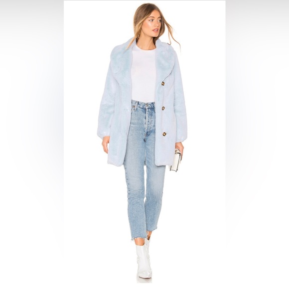 Majorelle Brinley Faux Fur Coat in Baby Blue - Size L - Picture 2 of 13